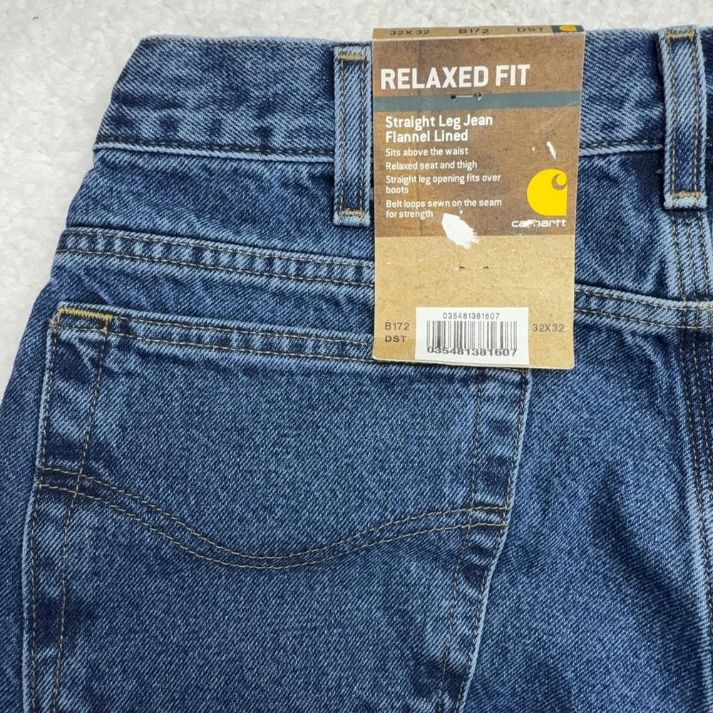 Carhartt Relaxed Fit Straight Flannel Lined Jeans Mens 32x32 B172 DST NWT